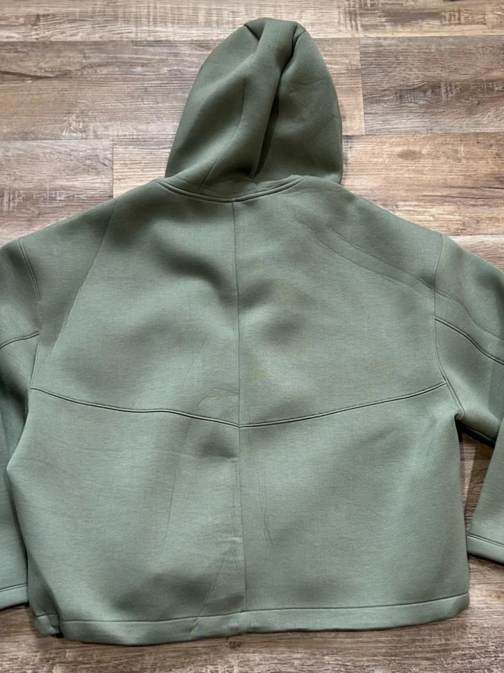 High Funnel-Neck Bomber Jacket in Sage Green - Women's Coat - Picture 5 of 5